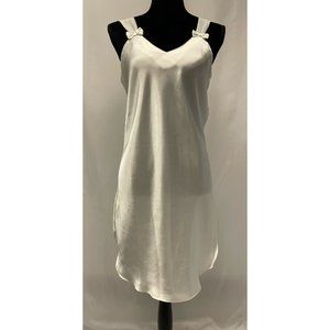 Amanda Smith Vintage Satin Sheer Straps Bows White Medium Sexy Nightgown